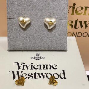 Vivienne Westwood Pearl Heart Orb Stud Earrings
